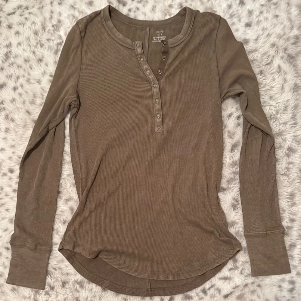 Aerie Long Sleeve Button Top - Picture 1 of 3